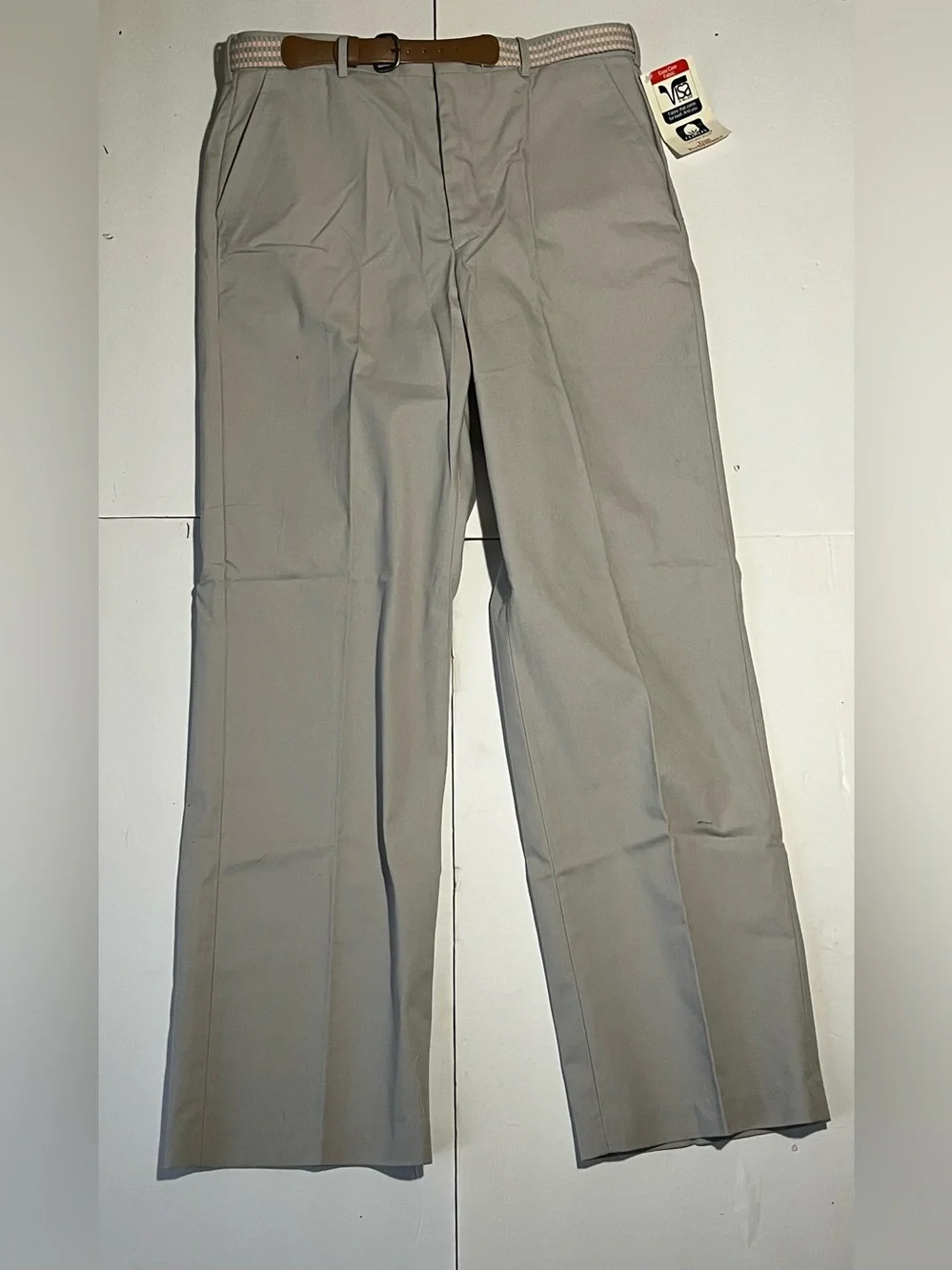 VTG 80s JCPenney The Fox Collection Men’s Pants 34x32 NWT Gray Khaki Chino‎ Belt
